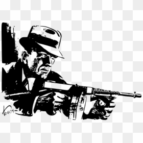 Gangster With Gun Drawing, HD Png Download - man with gun png