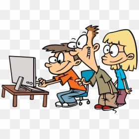 Cartoon Using The Computer, HD Png Download - thinking clipart png