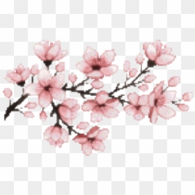 Cherry Blossom Pixel Art, HD Png Download - sakura branch png