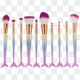 Makeup Brush Set Mermaid, HD Png Download - make up brush png