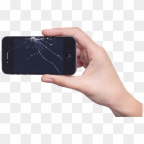 Broken Iphone In Hand, HD Png Download - hand with phone png