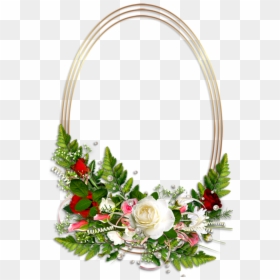Oval Frame With Flower, HD Png Download - oval picture frame png