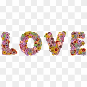 Love Text Flowers Png, Transparent Png - love word png