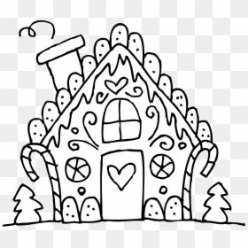 Christmas Coloring Pages Printable Gingerbread House, HD Png Download - house drawing png