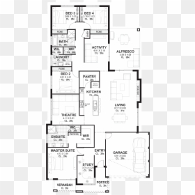 Floor Plan Of 4 Bedroom House, HD Png Download - house drawing png