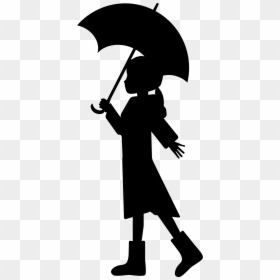 Silhouette Girl With Umbrella, HD Png Download - closed umbrella png