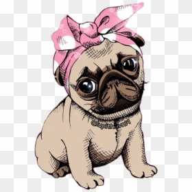 Cute Cartoon Pug Dog, HD Png Download - pugs png