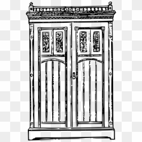 Old Wardrobe Clipart Black And White, HD Png Download - old door png