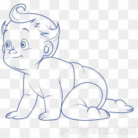 Line Art, HD Png Download - baby crawling png