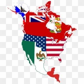 Flag Map Of North America, HD Png Download - usa flag map png