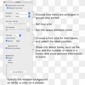 Mac Finder View Options, HD Png Download - checkbox icon png