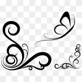 Corner Borders Design Heart Black And White, HD Png Download - fancy swirls png