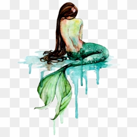Mermaid Painting Watercolor, HD Png Download - mermaid drawing png