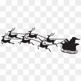 Santa Sleigh Silhouette Png, Transparent Png - santa and reindeer silhouette png