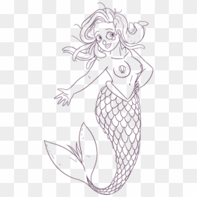 Drawing Ariel Mermaid, HD Png Download - mermaid drawing png