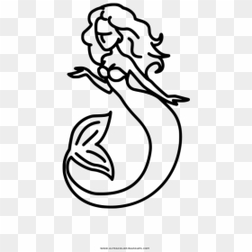 Line Art, HD Png Download - mermaid drawing png