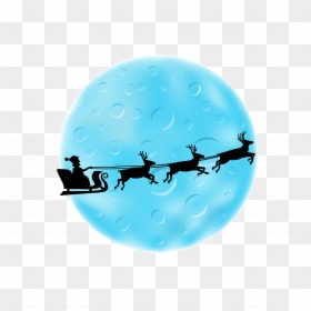 Moon And Santa Png, Transparent Png - santa and reindeer silhouette png