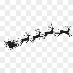 Santa And Sleigh Silhouette Clipart, HD Png Download - santa and reindeer silhouette png