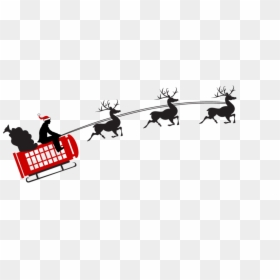 Santa Claus With Reindeer Vector Png, Transparent Png - santa and reindeer silhouette png