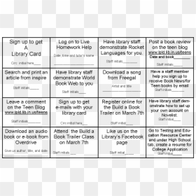 Scavenger Book Hunt Bingo, HD Png Download - bingo card png