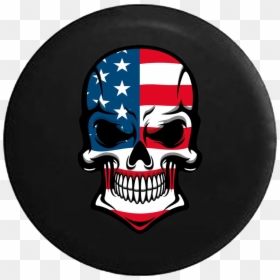 Human Skull With American Flag, HD Png Download - ripped flag png
