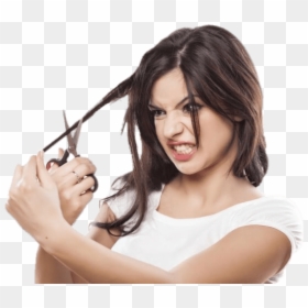 Woman Cutting Her Hair, HD Png Download - hair cut png