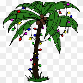 Christmas Palm Tree Cartoon, HD Png Download - string lights png