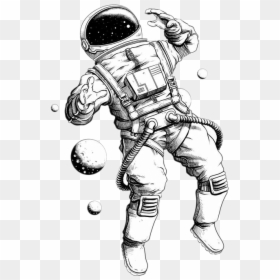 Astronaut Floating In Space Drawing, HD Png Download - astronaut png
