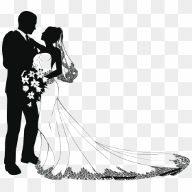 Bride And Groom Silhouette, HD Png Download - wedding png