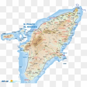 Rhodes Map In English, HD Png Download - map png