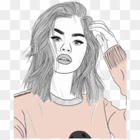 Selena Gomez Outline Drawing, HD Png Download - tumblr drawings png