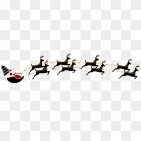 Santa And Reindeer Flying Png, Transparent Png - raindeer png