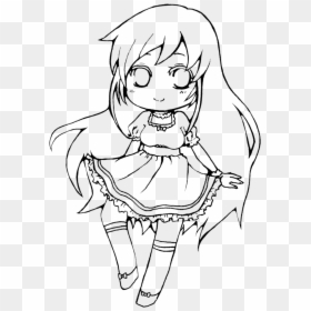 Anime Girl Outline Drawings, HD Png Download - lineart png