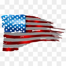 Tattered American Flag Metal Sign, HD Png Download - patriotic banner png