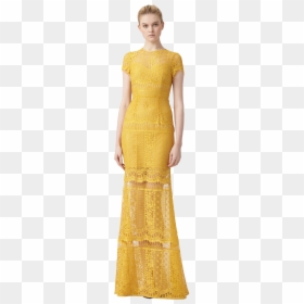 Yellow Maxi Lace Dress, HD Png Download - women clothes png