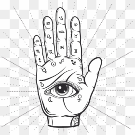 Palm Reading Line Drawing, HD Png Download - psychic png