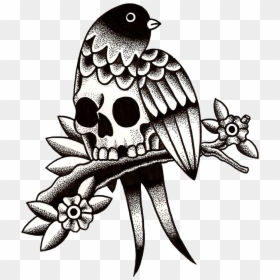 Old School Tattoo Bird, HD Png Download - bird skull png