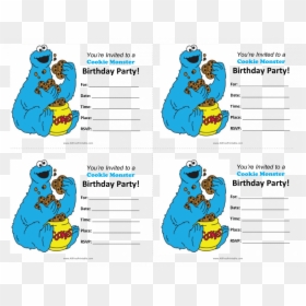 Blank Cookie Monster Invitations, HD Png Download - elmo birthday png