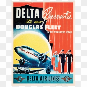 Vintage Airline Poster Delta, HD Png Download - delta airplane png