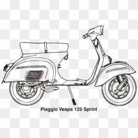 Gambar Sketsa Motor Vespa, HD Png Download - vespa png