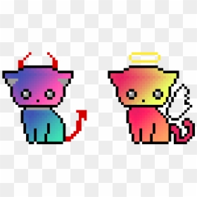 Rainbow Kitty Pixel Art, HD Png Download - angel devil png