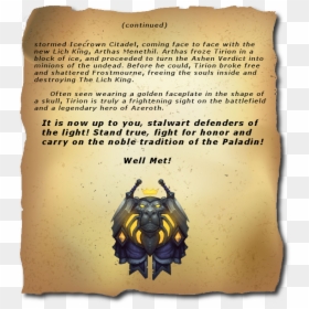 Wow Paladin Class Crest, HD Png Download - arthas png