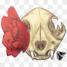 Drawing, HD Png Download - cat skull png