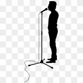Silhouette With Mic Stand, HD Png Download - mic on stand png