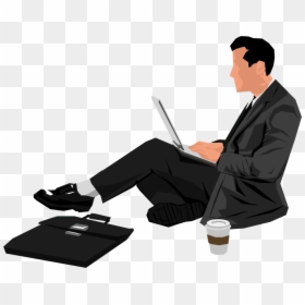 Cartoon Images With Laptop, HD Png Download - person sitting png