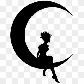 Crescent Moon Drawing, HD Png Download - fairy png