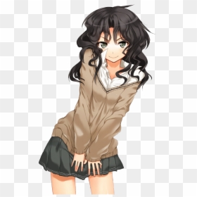 Anime Girl With Curly Hair, HD Png Download - blue hair png