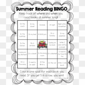 Clipart Books Bingo - Elementary Summer Reading Bingo, HD Png Download - bingo clipart png