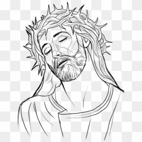 Jesus Crown Of Thorns Drawing, HD Png Download - jesus head png