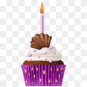 Purple Birthday Clipart Png, Transparent Png - birthday cupcakes png